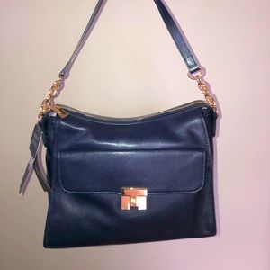 Tommy Hilfiger Navy Leather Hobo Bag
